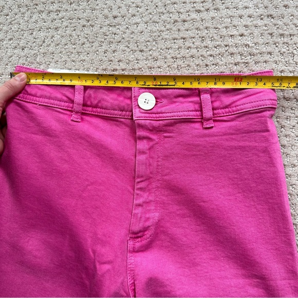 ZARA HIGH WAIST THE MARINE STRAIGHT JEANS IN FUCHSIA size 6 - Picture 9 of 15